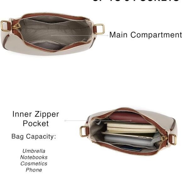 New Crescent Shoulder Bag Crossbody Purse Vegan Leather Zippered Handbag - Picture 6 of 9